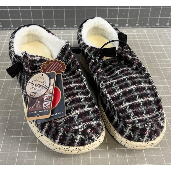 LaMO Women’s Black Plaid “Samantha” Shearling Slipper Sz. 7 US new - Picture 1 of 7